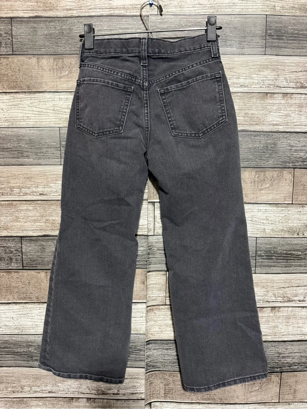Old Navy High-Rise Baggy Wide-Leg Jeans Girls Size 10 Gray Black (Inseam 22)